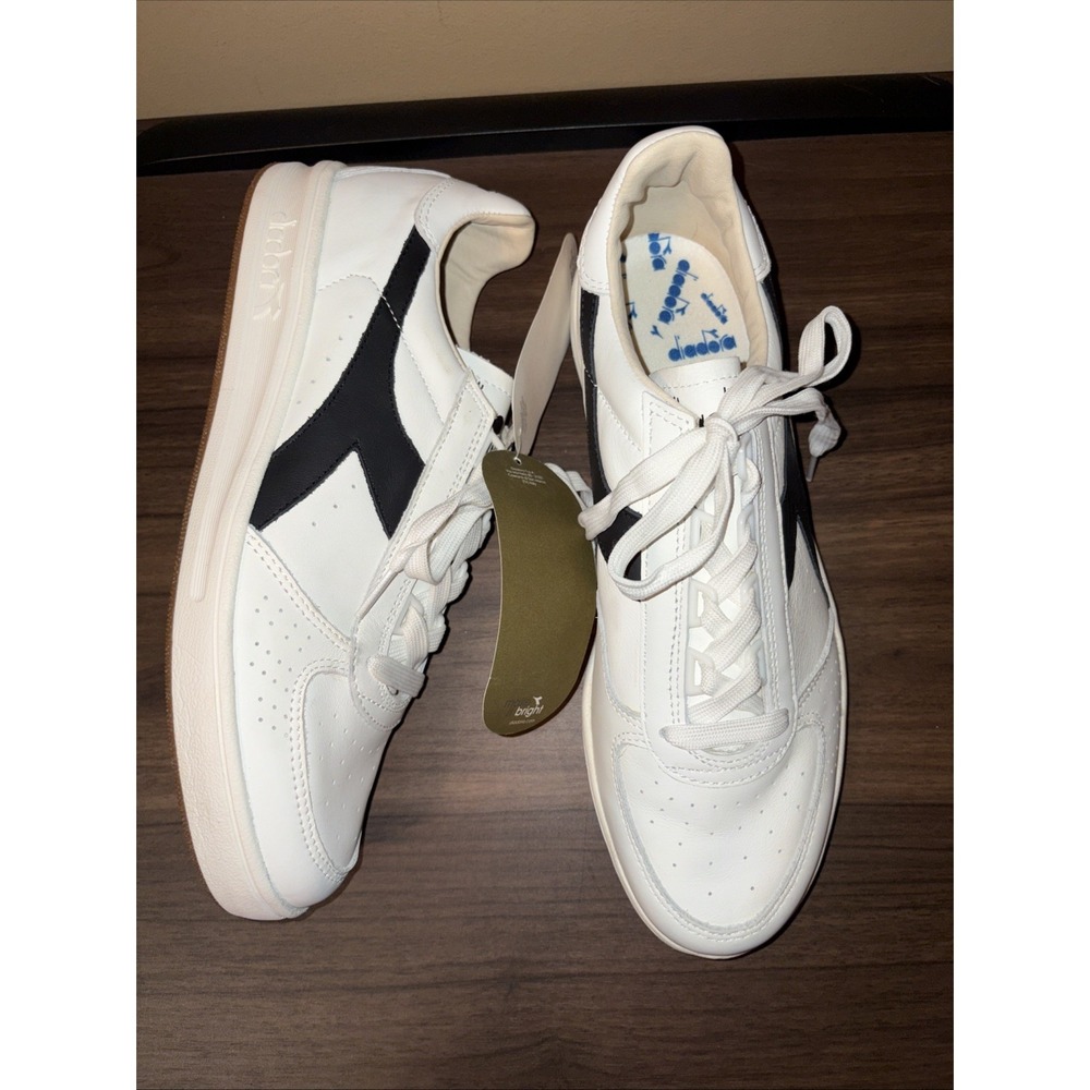 NWT diadora B.Elite H Italia Sport 10 /44 Perforated Lace Up White Navy Sneakers